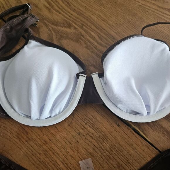 NEW SHEIN Brown Bikini Set Women’s Large | Stylish Swimwear Crop Top & Bottom - Picture 5 of 5